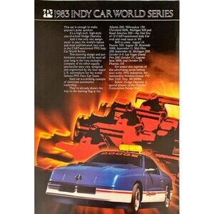 Dodge Daytona Indy Car World Series"Special Project from Chrysler" Print Ad 1983